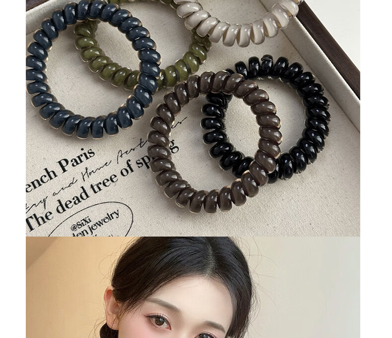 Jiaoxuefei Bright Color Simple High Elasticity Telephone Wire Hair Ties 5-Pack Hair Bands Hair Ropes Elastic Hair Bands Hair Accessories 7