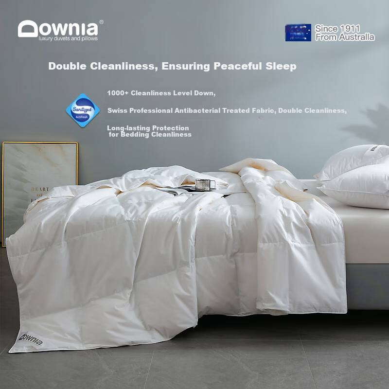 Downia 100-Count Pure Cotton Antibacterial 95% White Goose down Duvet Insert, Spring And Autumn Comforter, Filled with 450 Grams, 220*240CM