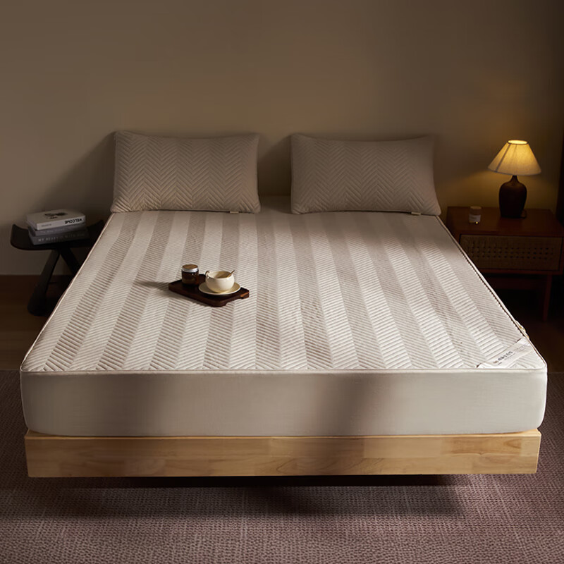 MUJI A-Class Pure Cotton Linen Thickened Quilted Fitted Sheet Single Dustproof Protective Non-Slip Full Coverage 180*200cm