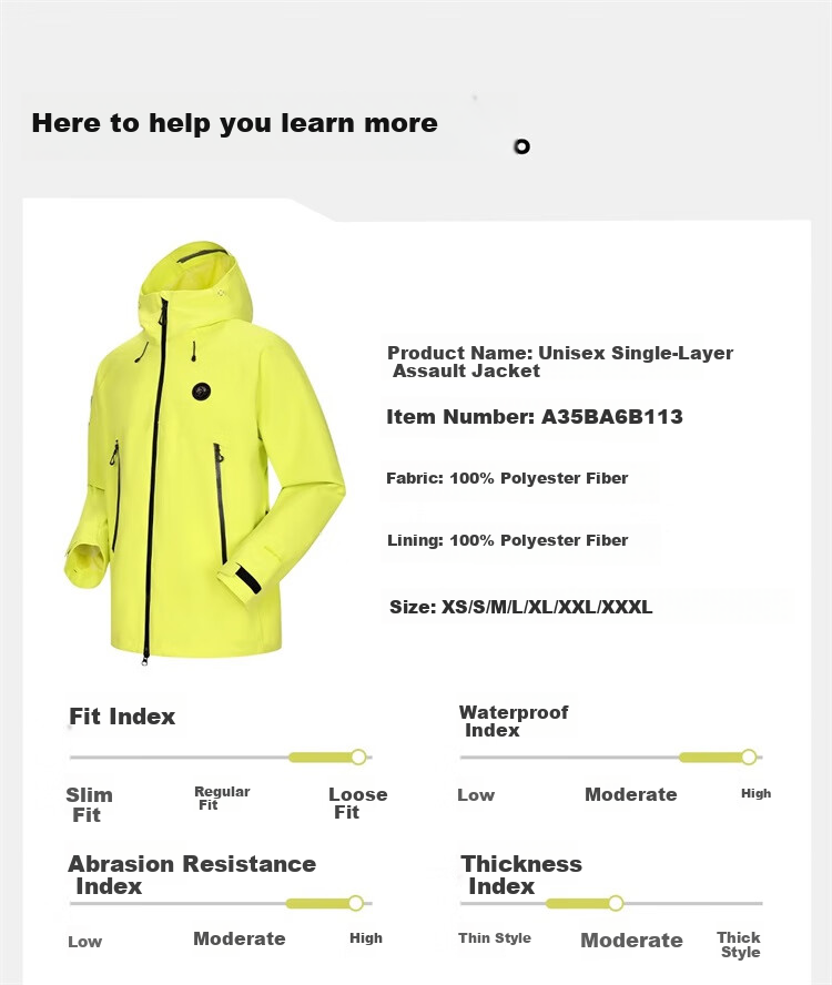 CAMEL Panda Single-Layer Windbreaker Jacket, Casual Windproof And Waterproof Outdoor Hiking Wear B113, Glacier Gray, XS 17