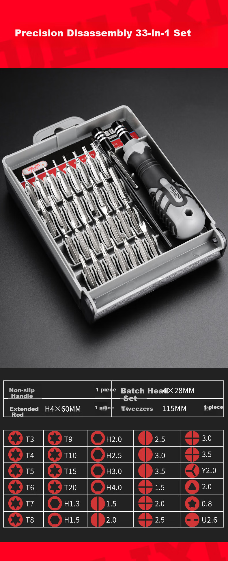 DELIXI Precision Screwdriver Set, Multifunctional Household German Universal Laptop Cleaning And Disassembly Phone Repair Tools 4