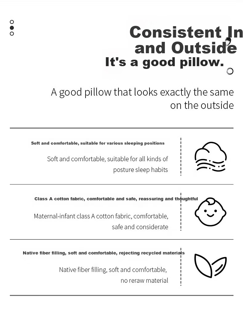 Grace Pure Cotton Grade A Pillow, Hotel-Grade Feather And Down Pillow Core, Washable Pillow, Fiber Soft Pillow Core, One Pair 3