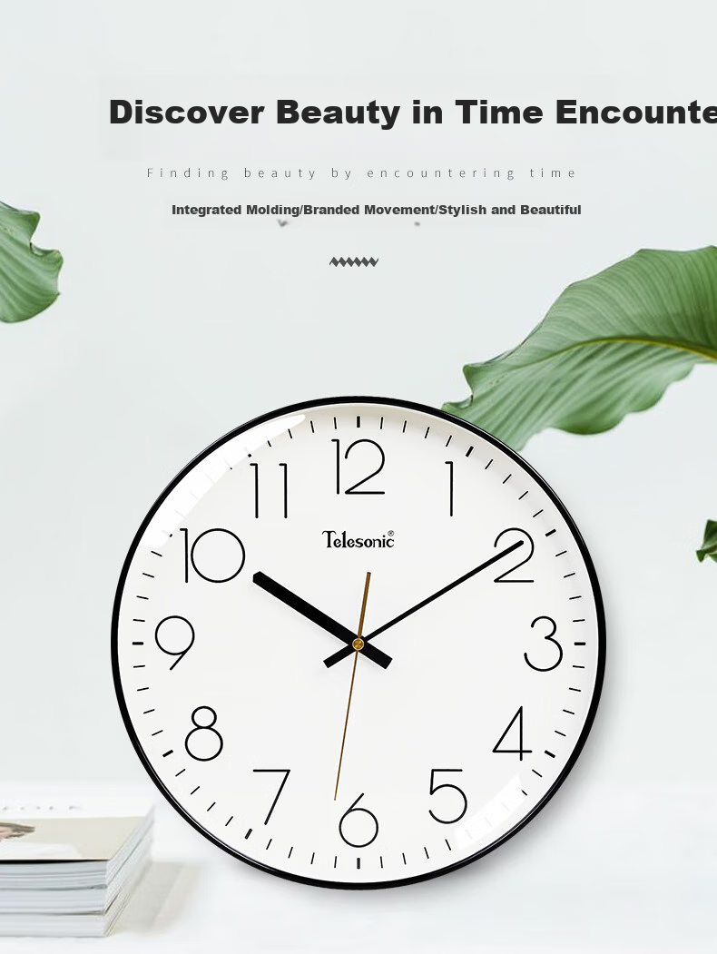 Telesonic Wall Clock, Living Room And Bedroom Quartz Clock, Modern Minimalist Creative Design, No Drilling Required, Fashionable 3D Clock, Round Wall Clock, 35cm 1