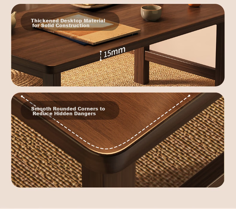 Zhuobo Coffee Table, Tea Table, Bay Window Table, Kang Table, Bedside Table, Small Table, Folding Table BZ52 Walnut Color 60*40cm 4