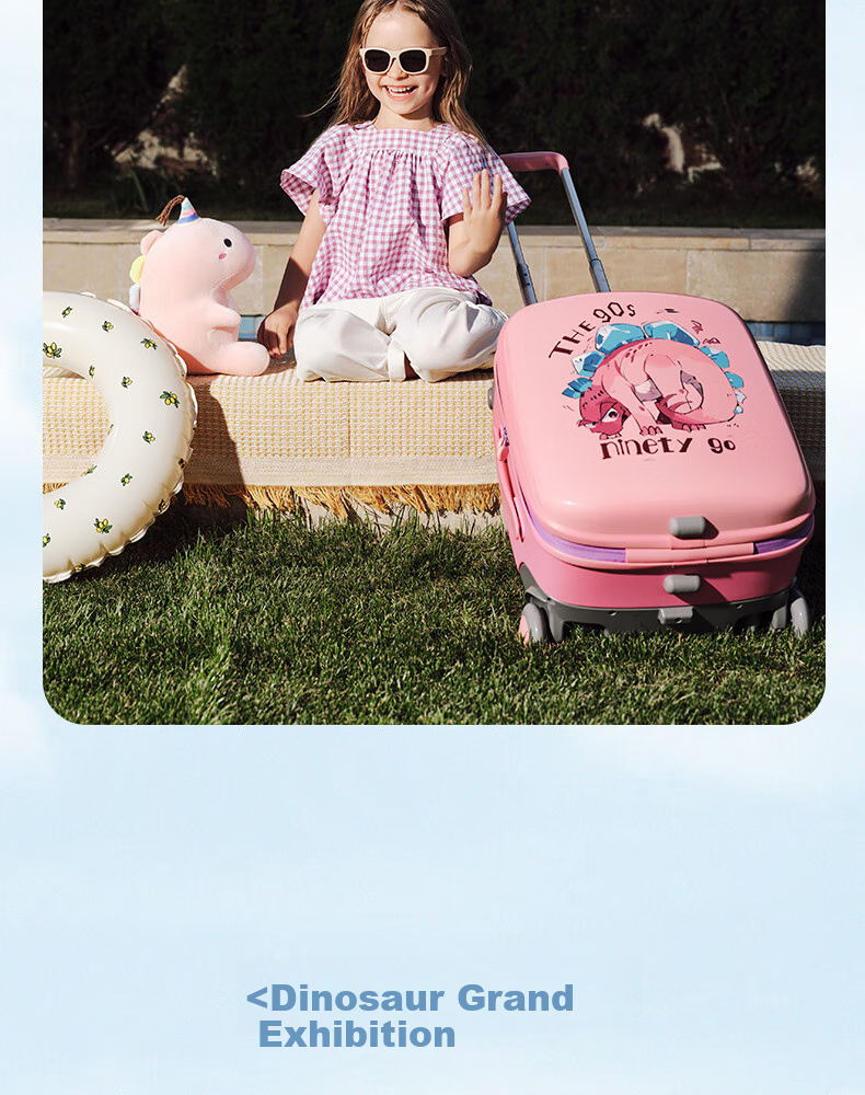 90Fen Children's Luggage, 20-Inch Small Suitcase, Rideable And Walkable Stroller Case, Travel Trolley Case, Carry-On Luggage, Pink 18
