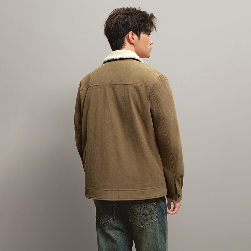 HLA Jacket for Men, Zeng Shunxi's Style, Corduroy Lapel Thick Warm Coat for Men in Winter