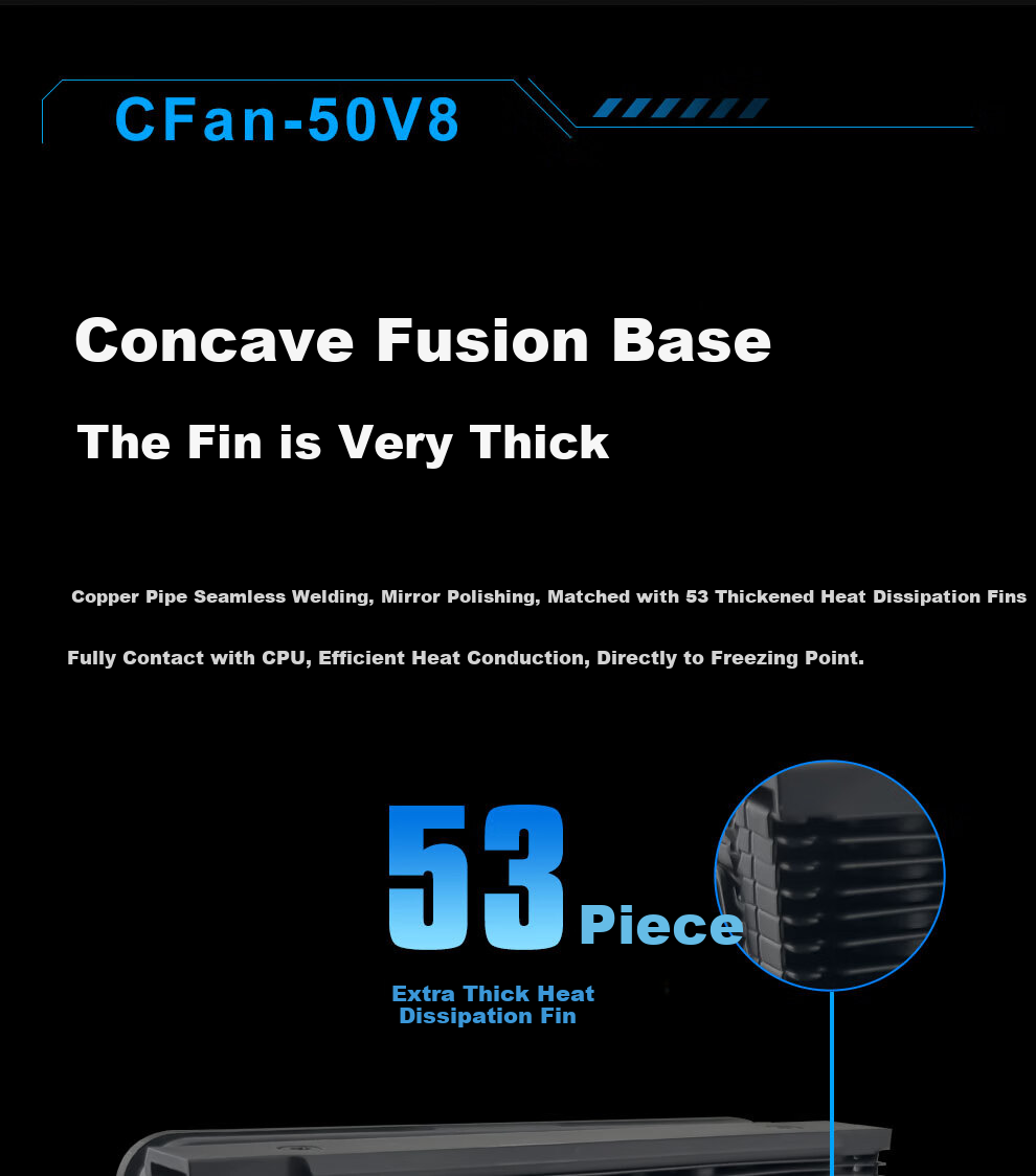 COXBYTE Bottom-Pressed CPU Cooler with 8 Heat Pipes / 12cm Fan (Intel/AMD Multi-Platform Compatible) ITX Small Case Air Cooler CFan-50V8 Black ARGB Sync Light 10
