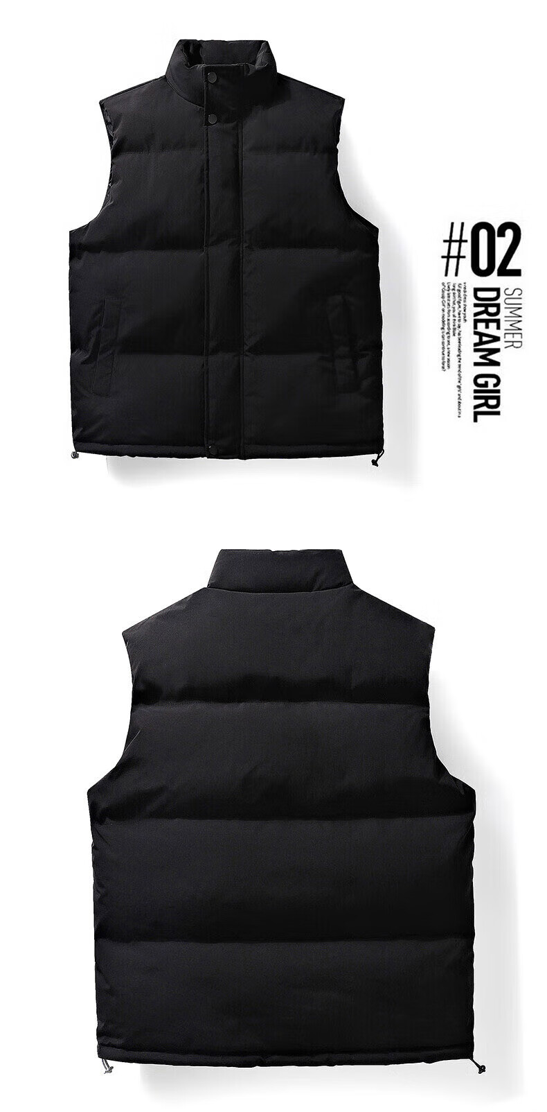 Mianzhi Men's Sleeveless Cotton Vest for Autumn And Winter, Casual Versatile Stand-Collar Solid Color Jacket, Black, Size L 6