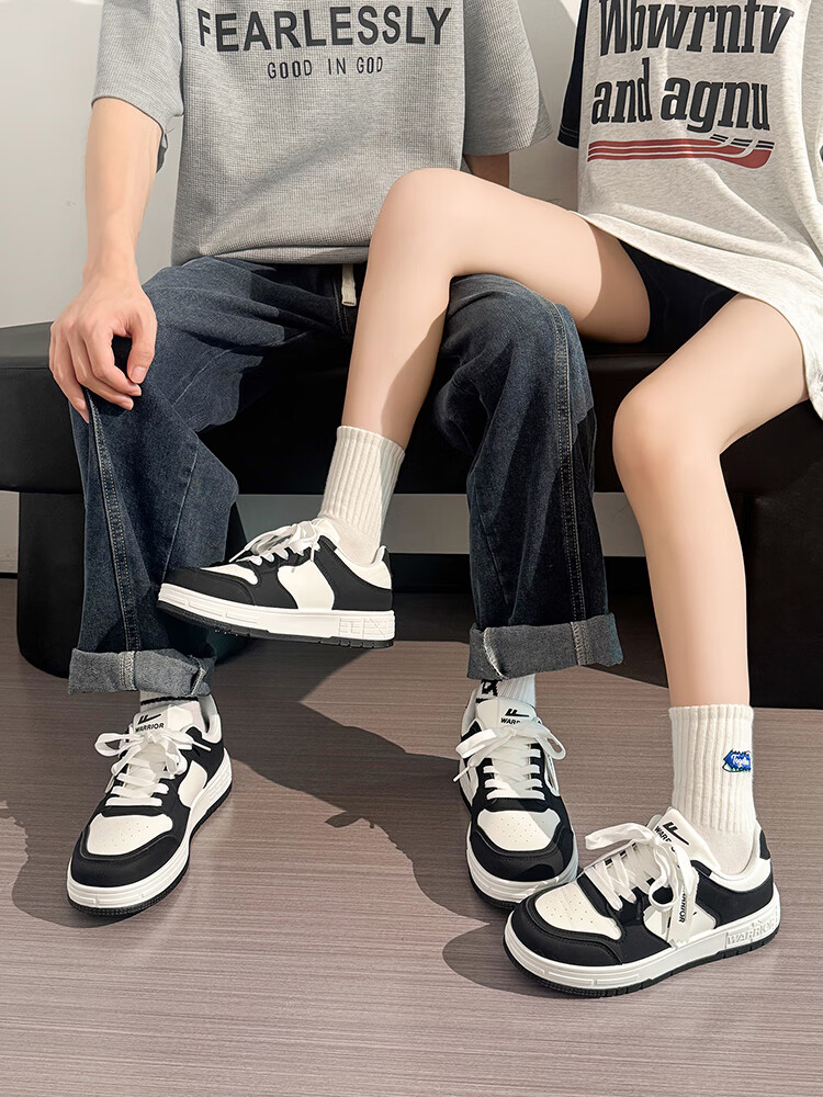 Huili Black And White Panda Couple Shoes, Unisex Thick-Soled Sneakers, Versatile Sports Casual Shoes for Men And Women, White, Size 38 3