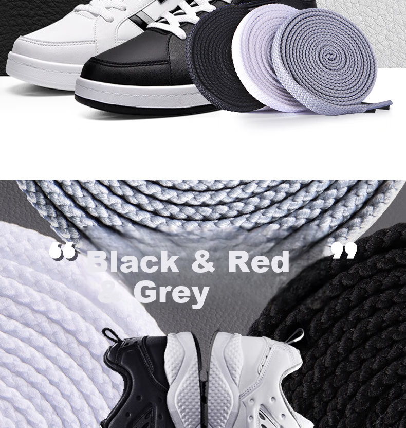 Nanjiren 3 Double Sports Shoe Laces, Casual Coconut Elastic Basketball Flat Men's Leather Shoes, Black And White, White, 120cm 2
