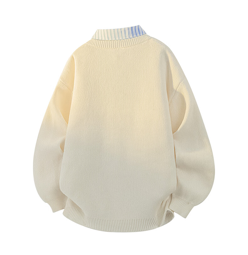 Jeanswest Men's Autumn Winter Trendy Two-in-One Cotton Knit Sweater Casual Business Warm Pullover Top 2