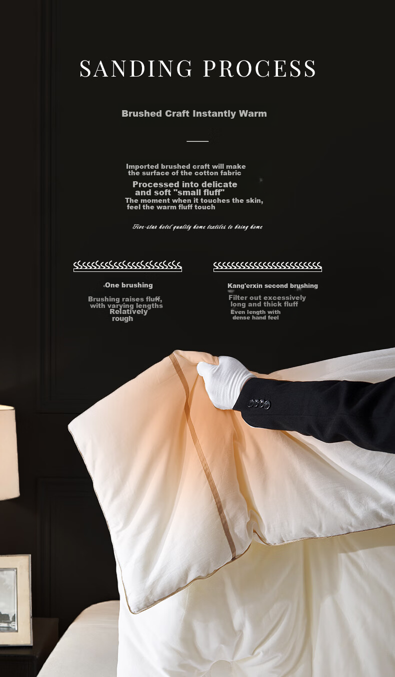 Canasin A-Class Brushed Comforter, All-Season Duvet, 60-Count Pure Cotton, Spring And Autumn Fiber Filling, 5.6 Lbs, 220*240cm [Champagne] 4