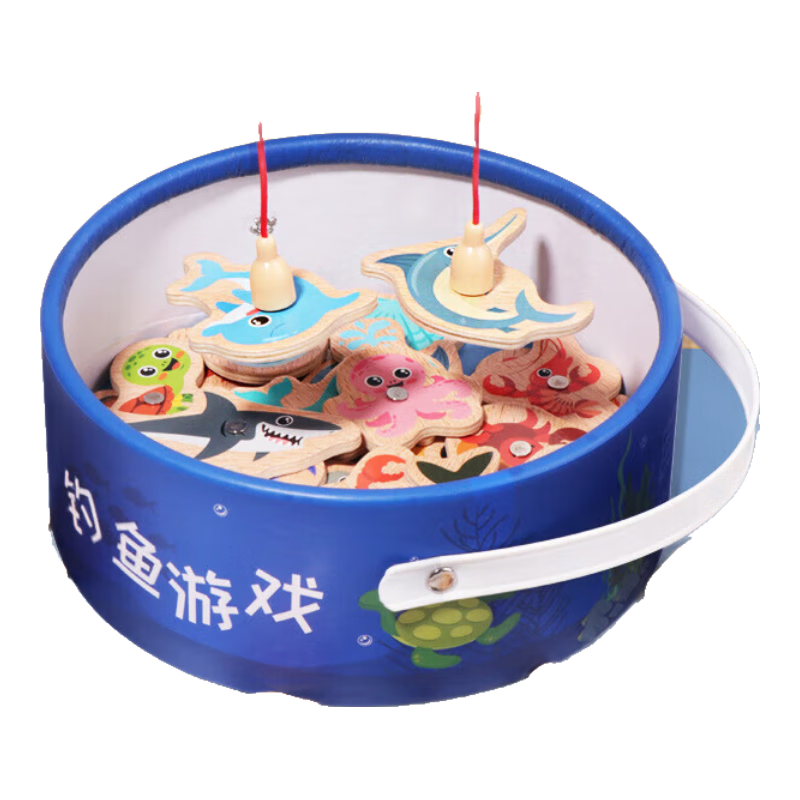 COODORA Fishing Toy for Children 1-3 Years Magnetic Baby Game Wooden Building Blocks Educational Infant Early Learning Birthday Gift