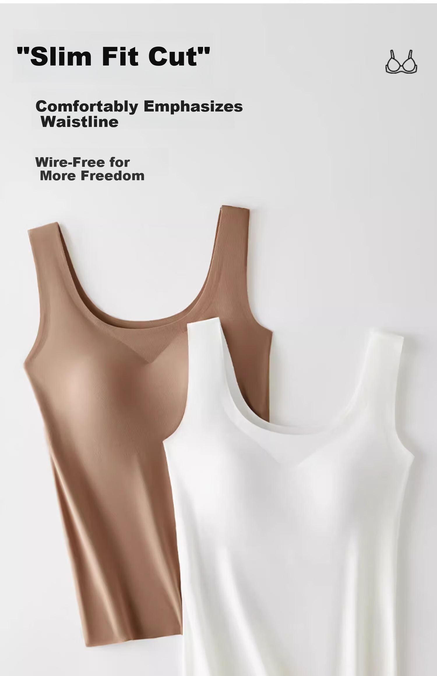 MiiOW Ice Silk Camisole Tank Top for Women with Built-In Bra Pads, White Seamless Sun Protection Inner Wear Or Outer Layer 25