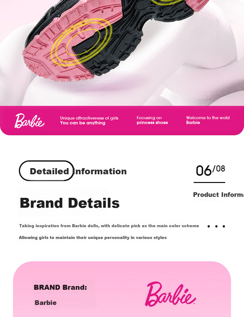 Barbie Children's Sneakers, Girls' Spring And Autumn Sports Shoes, Outdoor Girls' New Dad Shoes DA6915 8