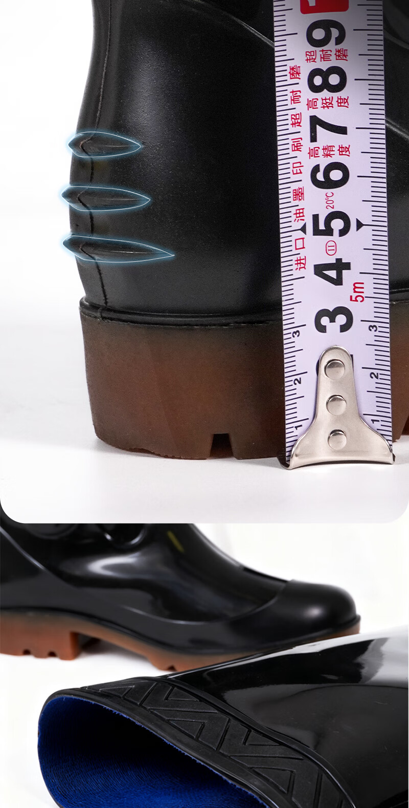 Leyoubaiyi High Tube Waterproof Rain Boots Size 43 Outdoor Wear-Resistant Non-Slip Black Rubber Shoes 2