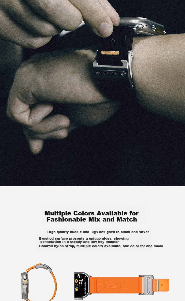 AULUMU A11 Compatible with Apple Watch Ultra 2/Series 9/10/SE, Ultra-Thin Magnetic Clasp, Dual Watchband, Sports Strap, Black 3