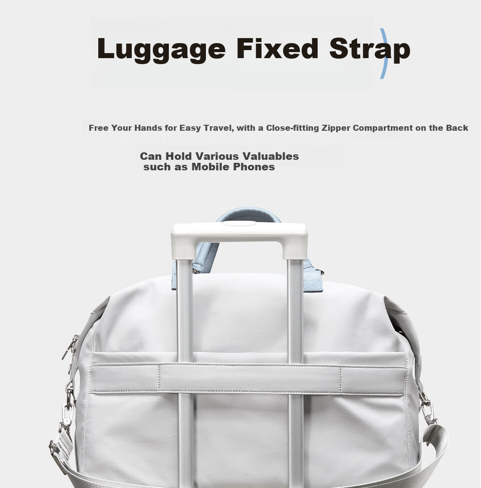 Lee Travel Bag, Women's Short-Trip Business Trip Luggage Bag, Large Capacity Handheld Sports Fitness Bag, Sea Salt Gray 10