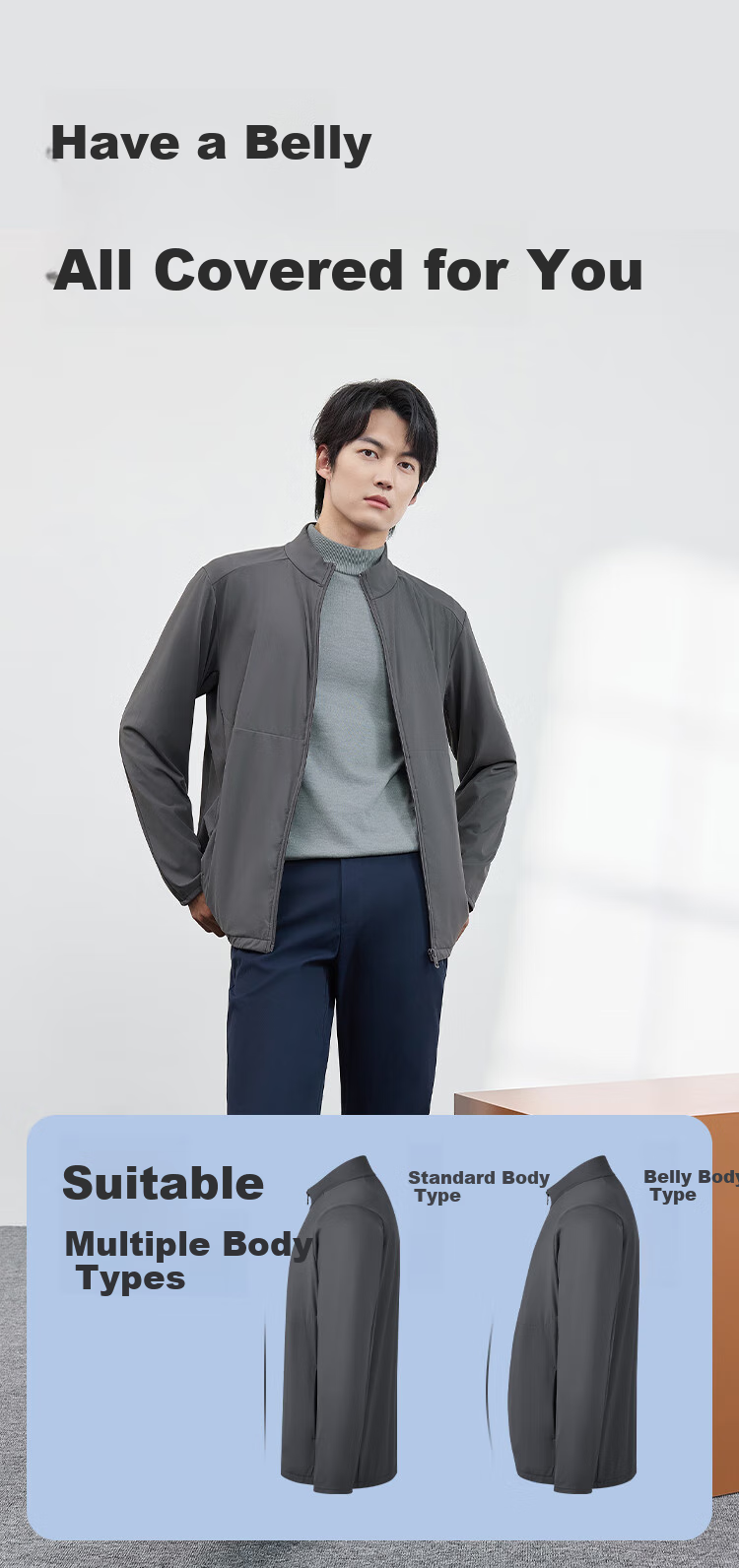 JD Original Pressure-Resistant Administrative Jacket, Men's Spring And Autumn Windbreaker Jacket, Stand-Up Collar Casual Menswear, Navy Blue XXL 7