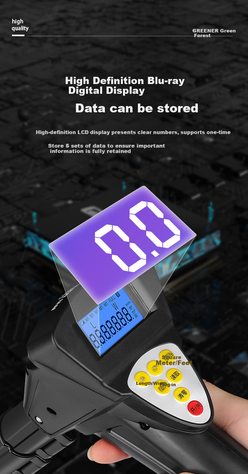 GREENER Measuring Wheel, Roller Ruler, Distance Measuring Wheel, Electronic Digital Display Large Wheel 50cm 8