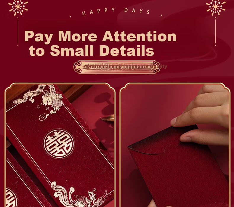 Dipuer Wedding Red Envelopes, Engagement And Wedding Gift Money Envelopes, "Double Happiness" Character Design, for Hundred And Thousand Yuan Bills, 6 Pieces 8
