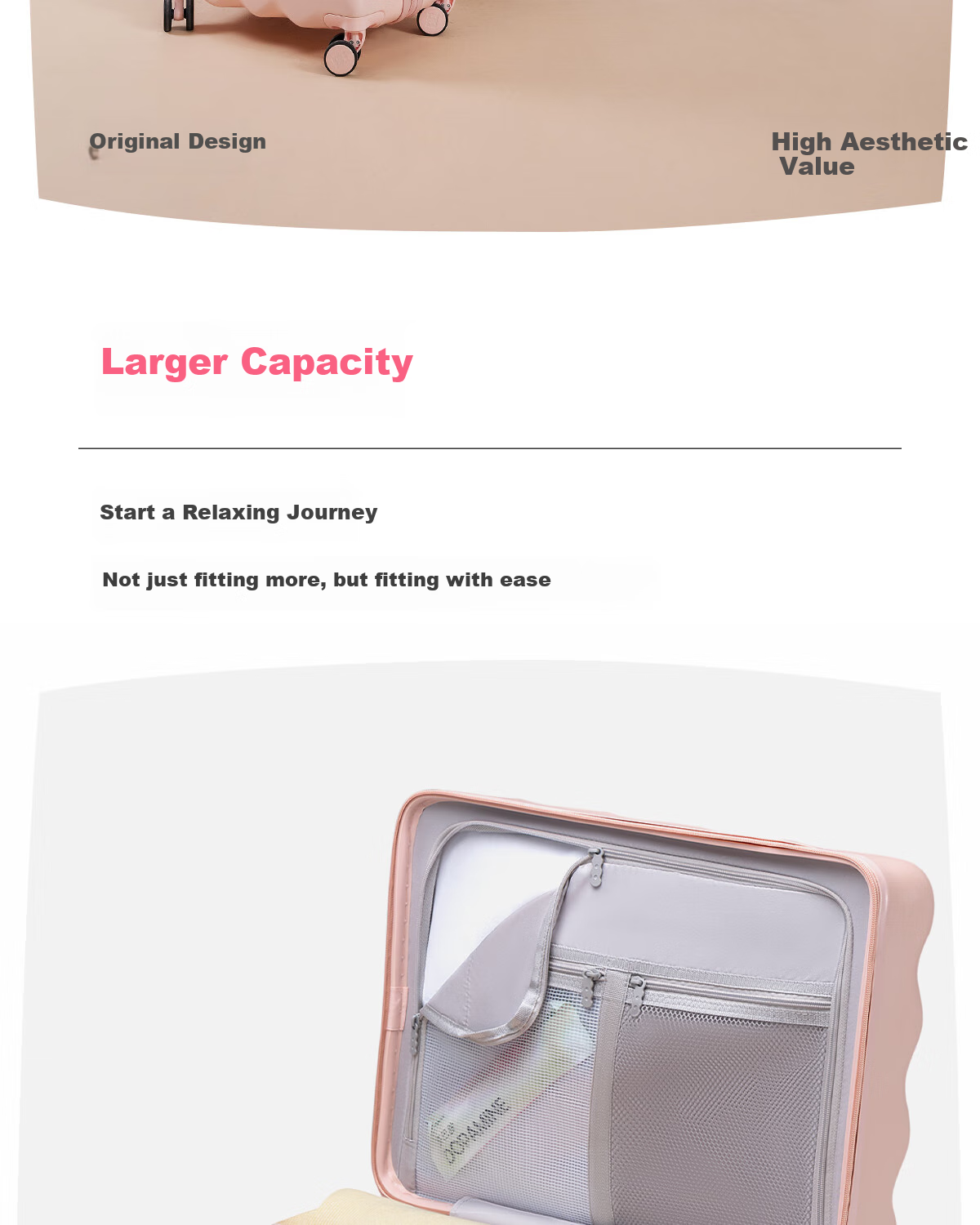 HLA Cookie-Style Carry-On Luggage, Large Capacity Suitcase for Women And Men, Travel Password Lock Suitcase for Check-In, Strawberry Pink, 20 Inches 1