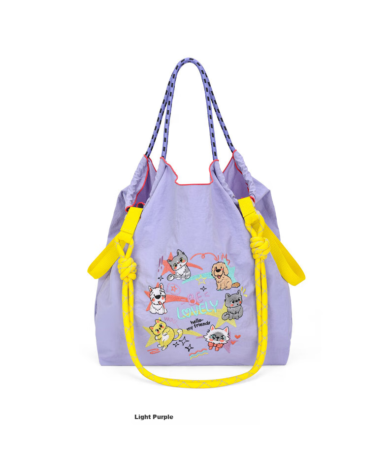 BIGCOWCOW Handbag, Embroidered Nylon Canvas Bag, Shopping Tote, Crossbody Women's Bag 15