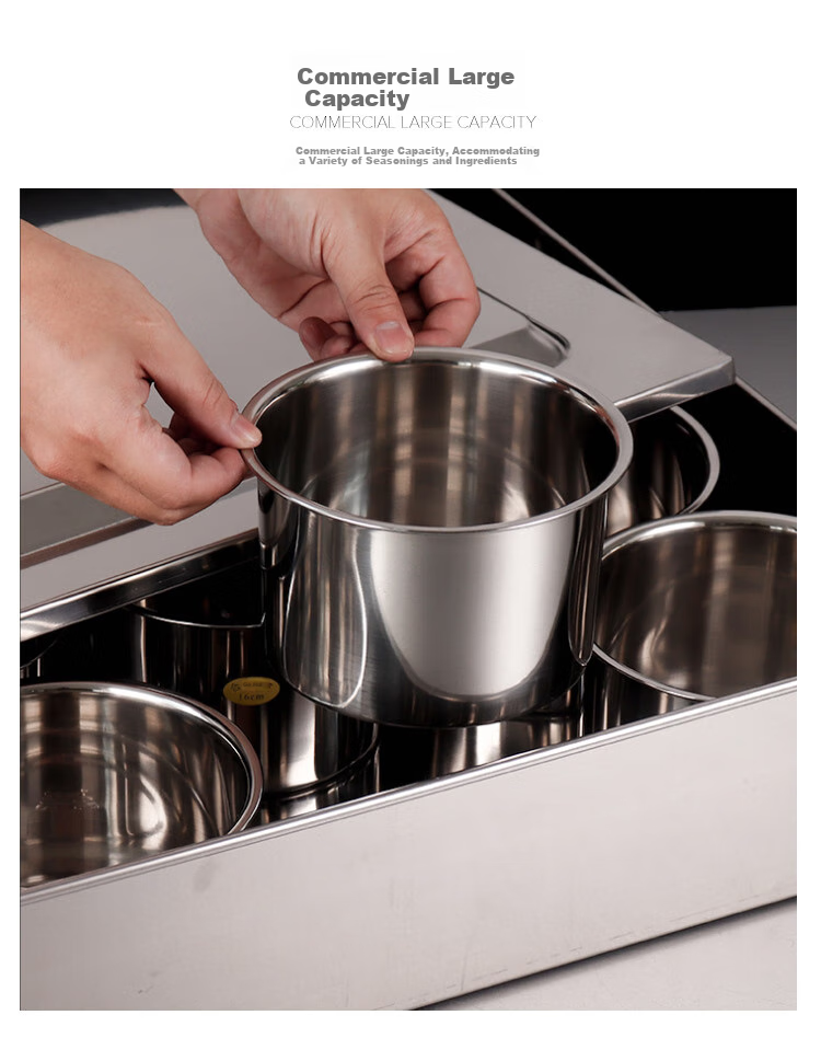 Quanshi Stainless Steel Seasoning Container with Lid for Storage And Sample Retention, Commercial Spice Organizer Box for 6 Flavors 3