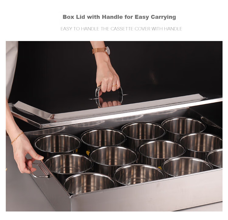 Quanshi Stainless Steel Seasoning Container with Lid for Storage And Sample Retention, Commercial Spice Organizer Box for 6 Flavors 5