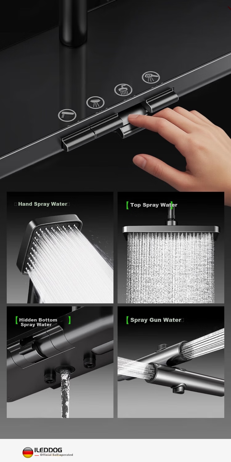 ILeddog [Germany] Shower Head Set, Home Full Piano Key Design, Bathroom High-Pressure Shower Head 8006 7