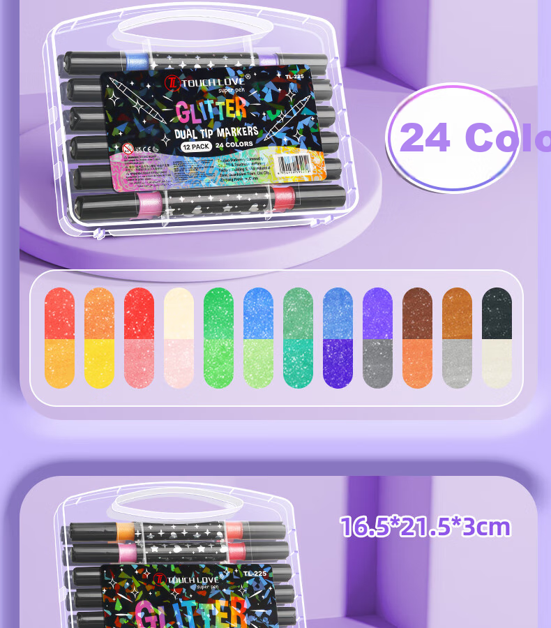 Yuji Flash Markers, Dual-Color with Glitter, Watercolor Pens, Highlighters, Laser Pearls, Glitter Paints, Children's School Supplies, Journaling Tools, Back-To Gifts, Children's Day Presents 8