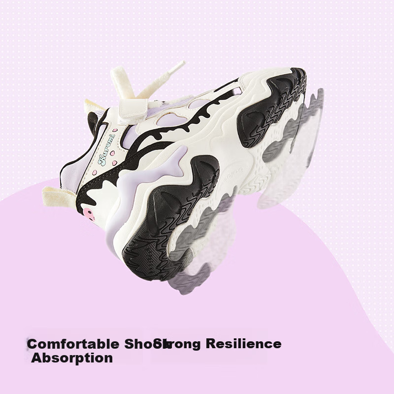 BALABALA Children's Shoes, Girls' Sneakers for Jogging, Autumn And Winter Dad Shoes, Kuromi Shoes, Fleece-Lined for Warmth, Fashionable