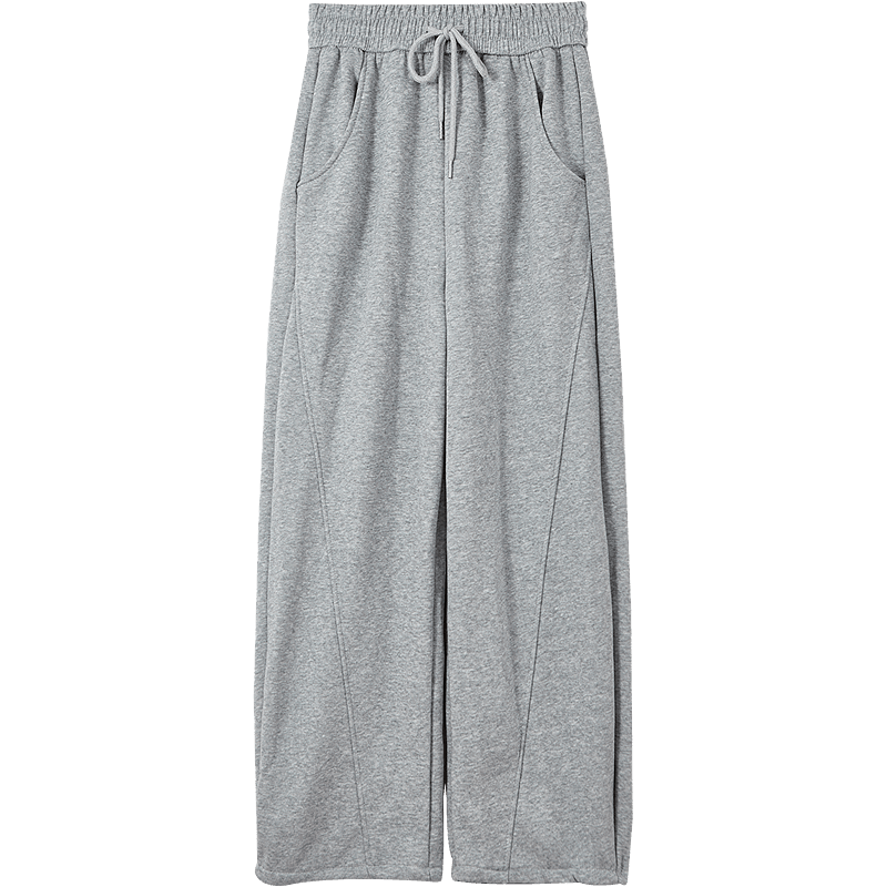Dme Women's Casual Winter Cloud Cotton Elastic Waist Side Seam Split Banana Pants