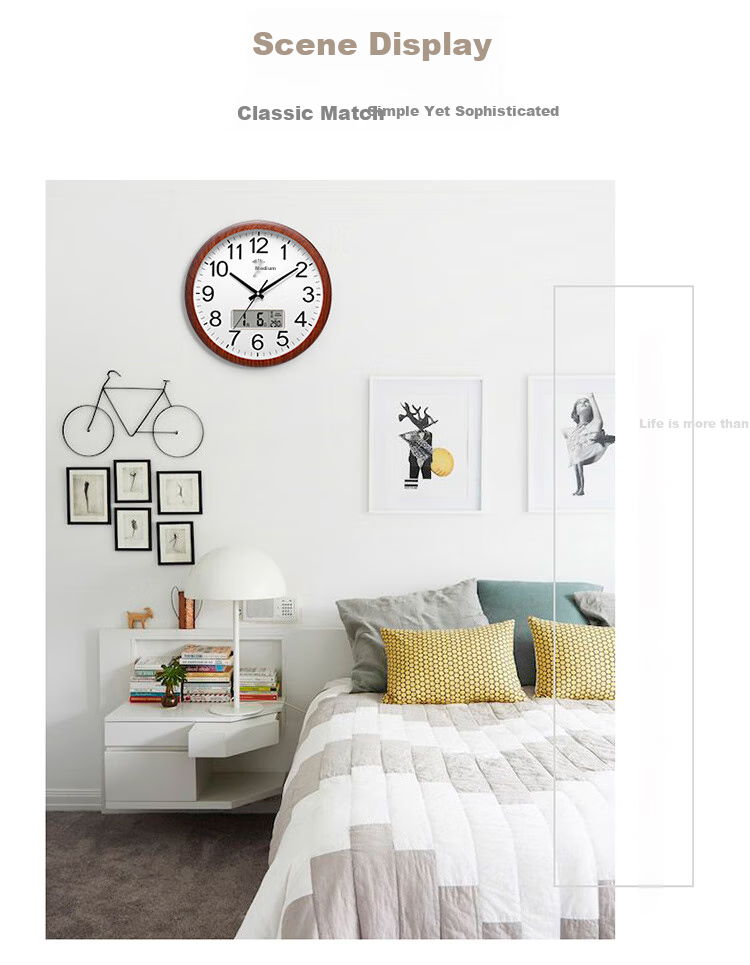 POLARIS Wall Clock, Living Room Clock, Modern Silent Quartz Clock, Fashionable Timepiece, Creative Wall Clock for Office And School, Wood Grain Clock 11