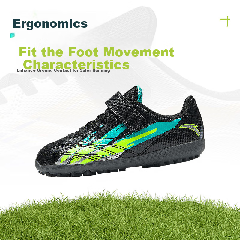 ANTA Children's Sports Shoes for Boys, Autumn Season, Velcro, Molded Studs, Practical Non-Slip Soccer Cleats A12529940J