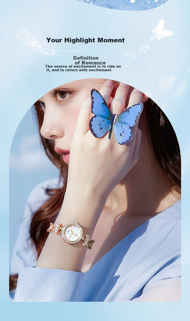 Disney Butterfly Watch, Women's Small Fortune Butterfly Full Diamond Bracelet Watch, Small Dial, Birthday, March 8th Festival, New Year Gift for Girlfriend 10