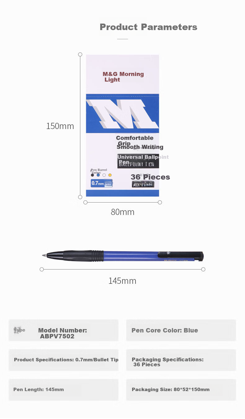 M&G Water-Based Smooth Ballpoint Pen, Medium Oil Pen, 0.7mm Bullet Tip, Soft Rubber Grip, Retractable Pen, Student Office Supplies, Black, 40 Pieces/box, ABPW3002B, Back to School 3