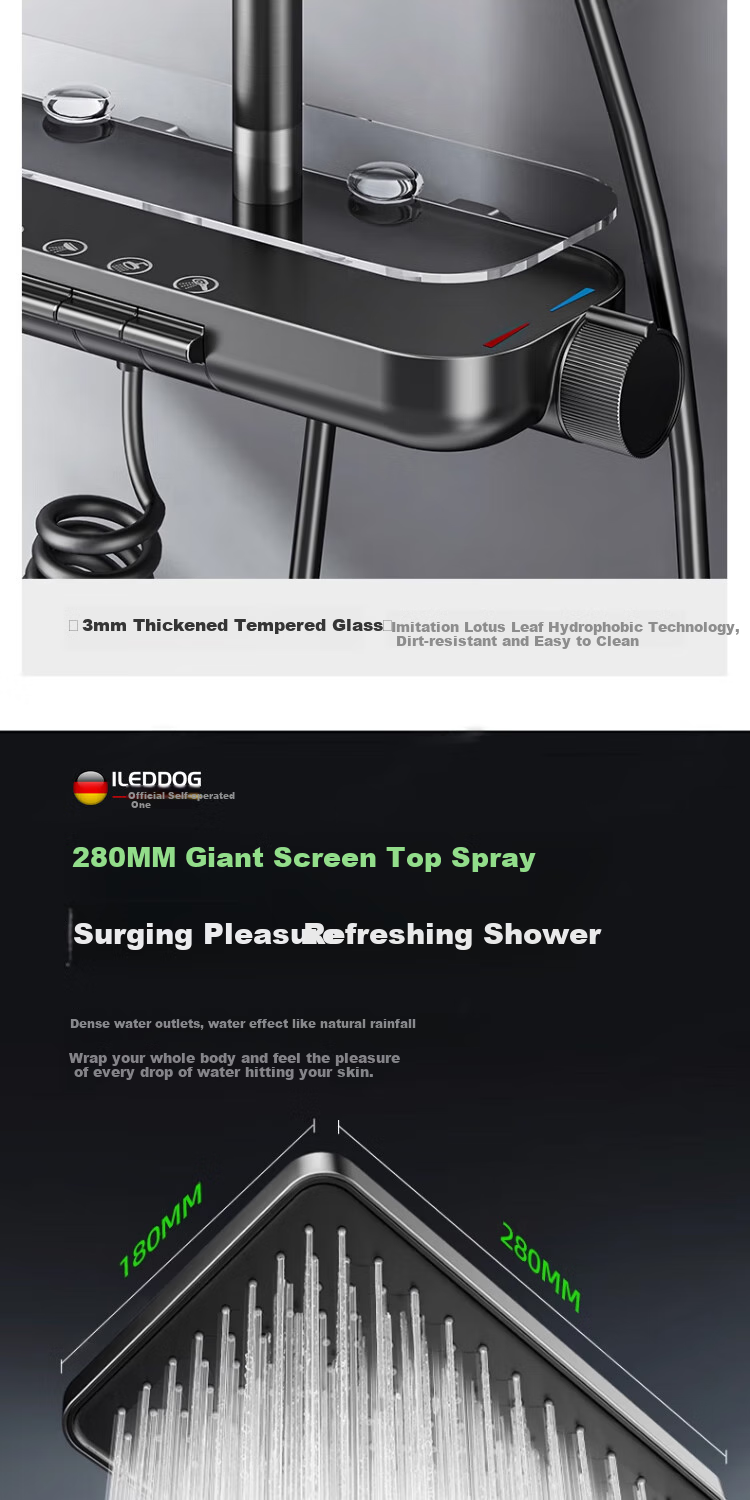 ILeddog [Germany] Shower Head Set, Home Full Piano Key Design, Bathroom High-Pressure Shower Head 8006 4