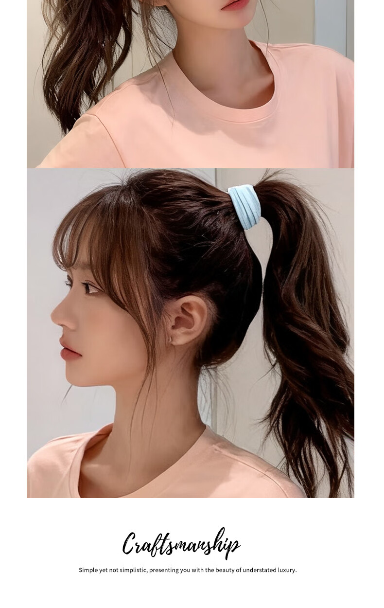 Jianyingshu Seamless Hair Ties Sea Salt Blue 10pcs Thickened Nylon High Elasticity Ponytail Hair Bands 7