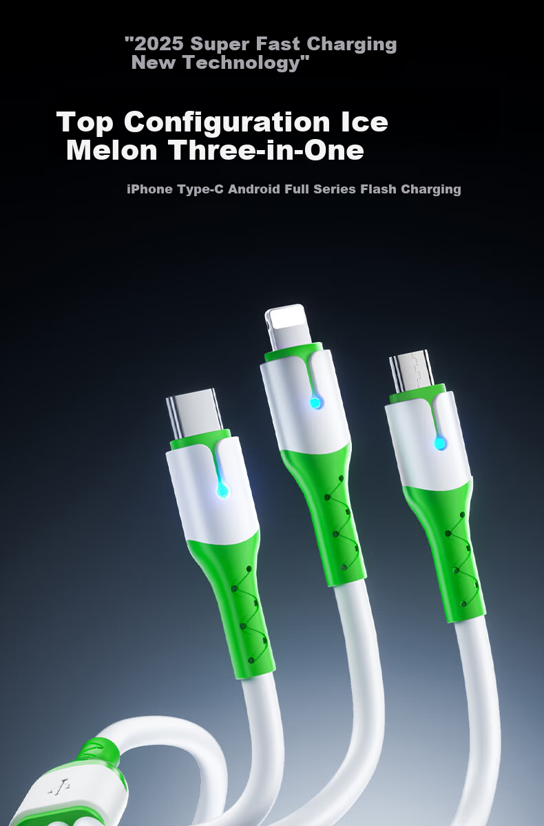 Aomake Three-In Charging Cable, Fast Charging Type-C Adapter for IPhone, Compatible with Xiaomi, OPPO, Samsung, Huawei, Vivo, Android Phones And Car Chargers 1