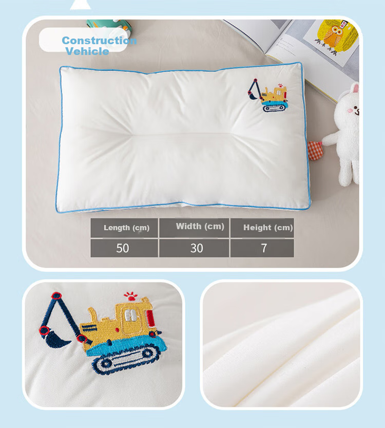 Dohia Pillow, All-Cotton Antibacterial Washable Children's Pure Cotton Comfortable Soft Pillow Core, Low Pillow Single Piece 60*40cm 24