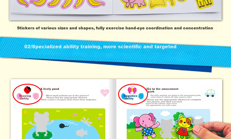 BANGSON 0-3 Years Old Concentration Training Sticker Book, Quiet Book for Girls, Educational Toy for Boys, Children's Birthday Gift 5