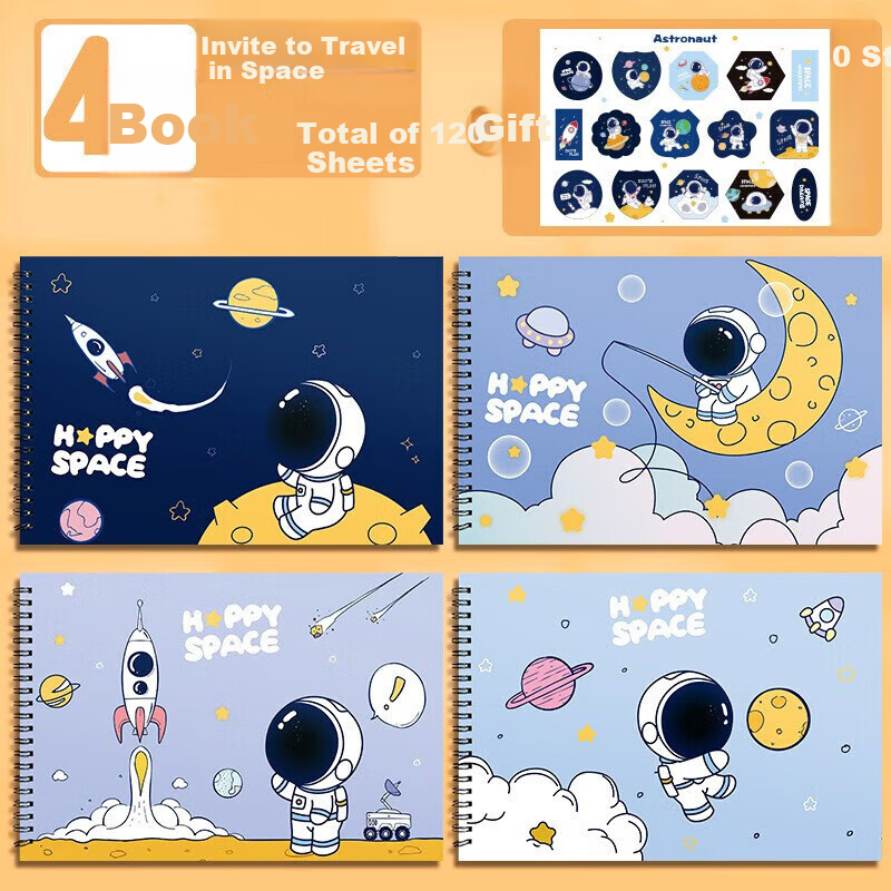 Diyu Children's Drawing Book, Blank A4 Kindergarten Sketchbook, Thick Paper for Primary School Students' Art Drawing, 4 Books 10