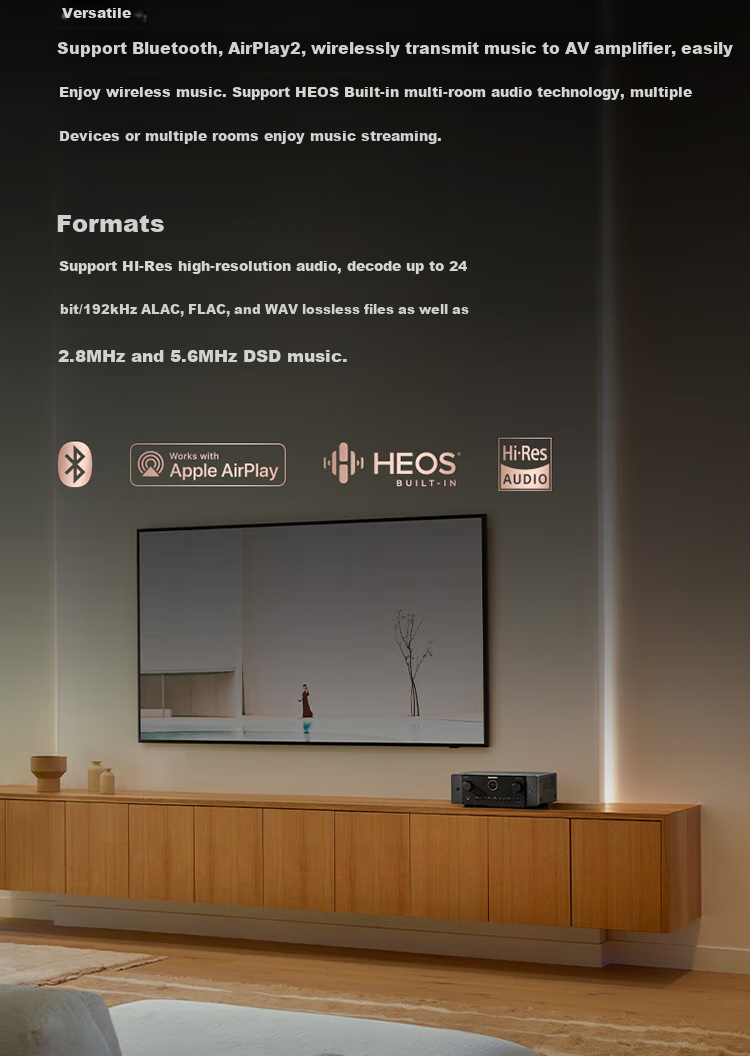 MARANTZ CINEMA60 Home Theater, 7.2 Channel AV Amplifier, Imported HEOS Lossless Music Streaming, 8K Dolby Atmos DTS:X Sound Effects, HDMI 2.1, Bluetooth, WIFI, Black 16