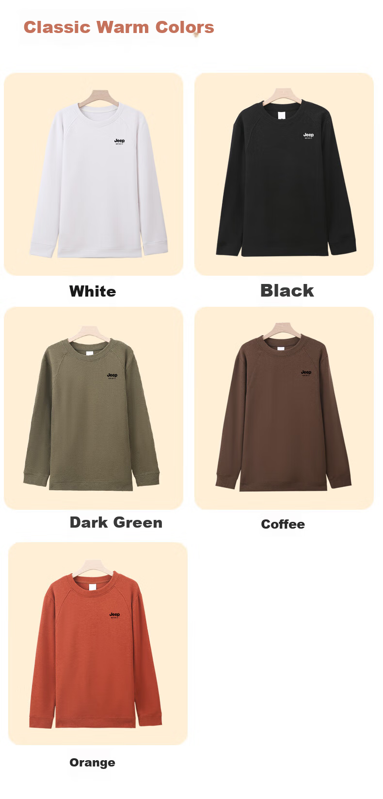 JEEP SPIRIT Men's Sweatshirt 2025 New Autumn Casual Outdoor Crewneck Hoodie Black 3XL 8513 14