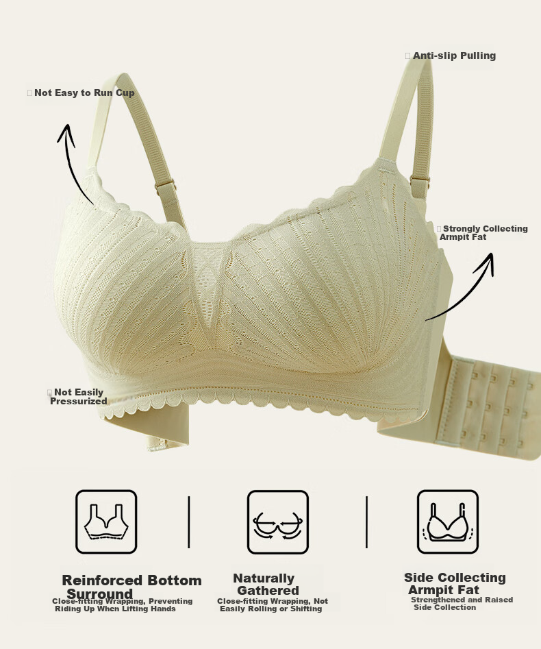 GUJIN Women's Bra for Small Breasts, Push-Up, Lift, Anti-Sagging, Side Support, Wireless, Adjustable, Lightweight, Breathable Brassiere 4