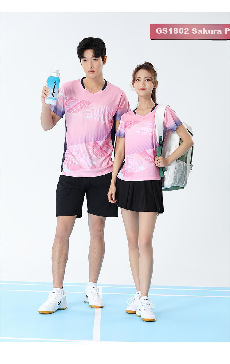 Gaoshouruyun SO MANY VIPS Badminton Customized Set, Men's And Women's Jersey, Breathable Short-Sleeve Tennis Outfit GS1802-W Women's 10