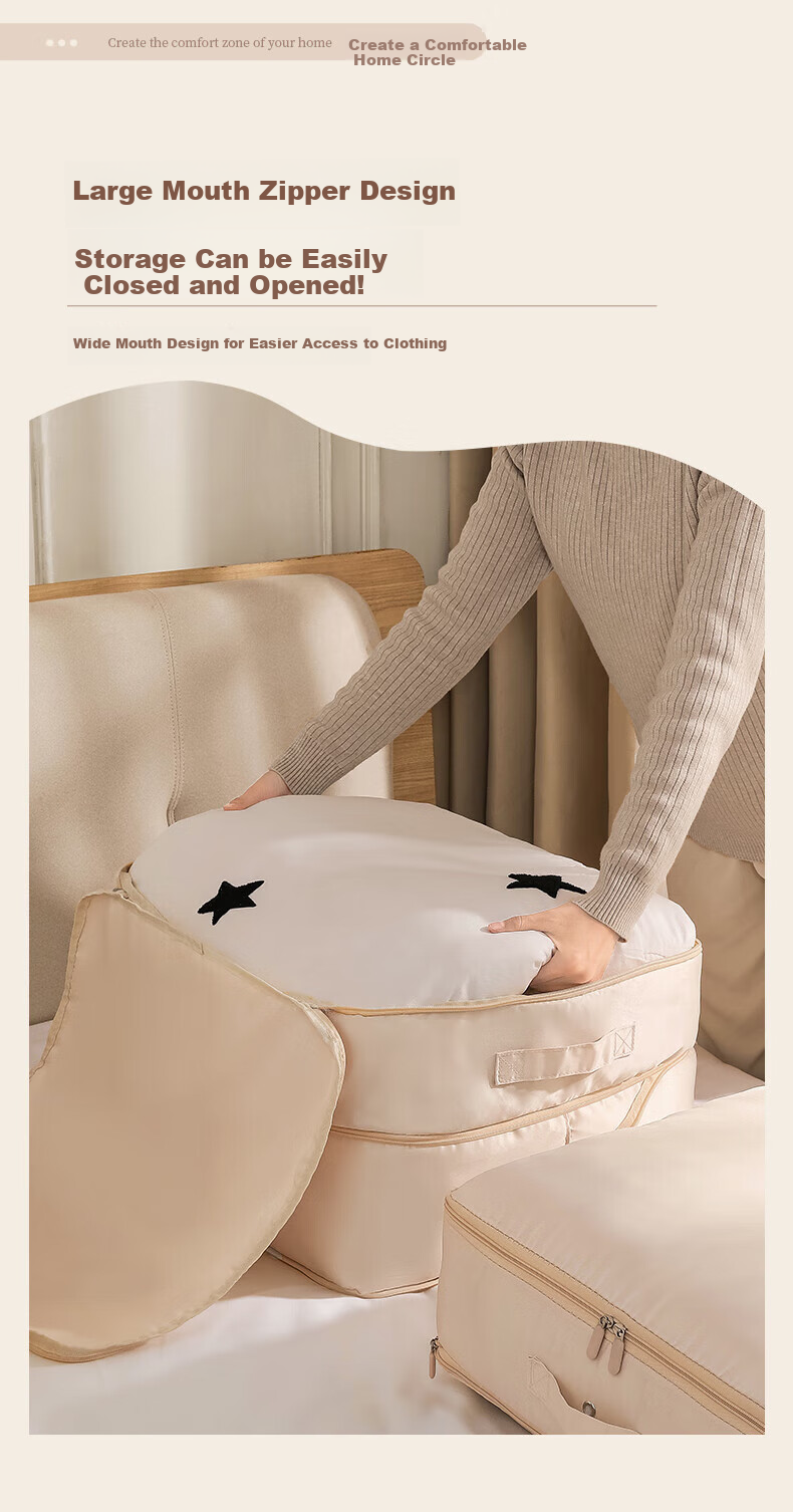 Bangnimeijia Compressed Storage Bag for Down Jackets, Clothes, Quilts, Moving And Packing, Oatmeal Color, Large Size 6