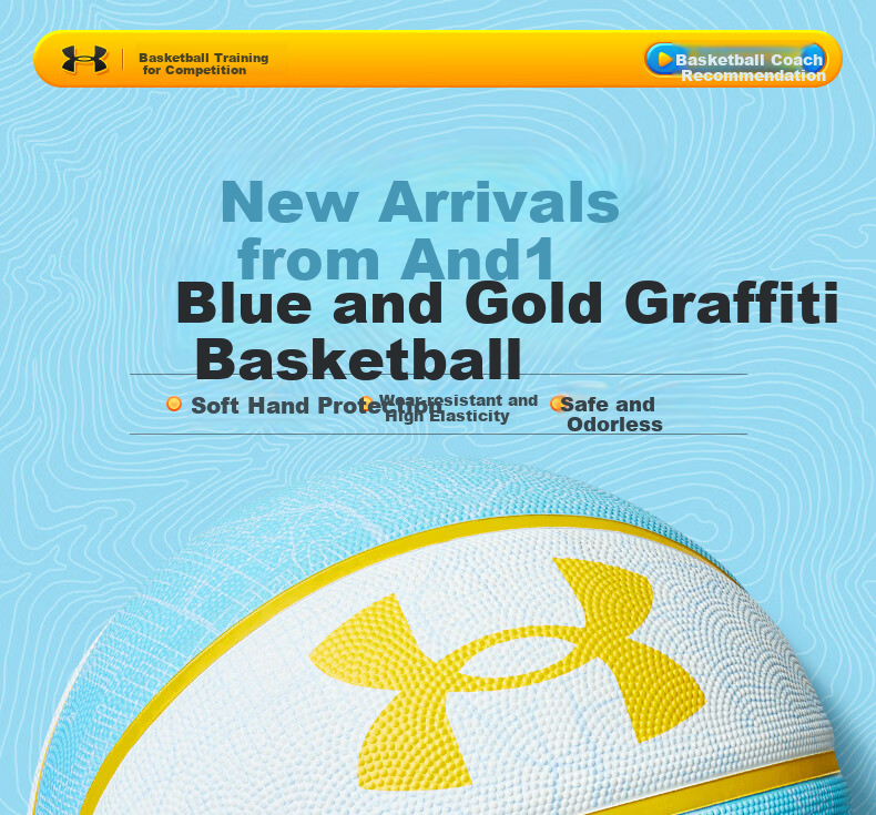 Under Armour Basketball Size 7 for Middle School Students, Youth Competitions, Adults, Indoor And Outdoor Use, Elementary School Students, Non-Slip, Wear-Resistant, Blue Basketball 1
