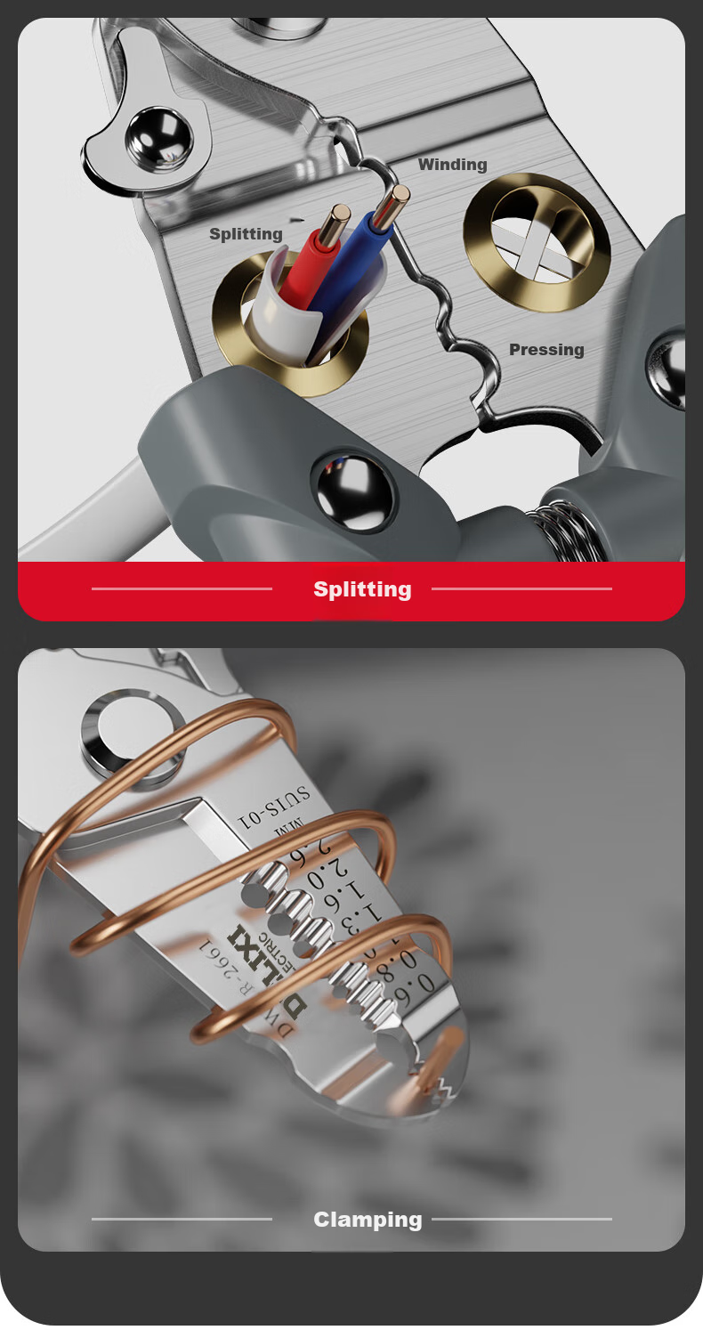 DELIXI Wire Stripping Pliers, Electrician's Specialized Wire Cutter, Multifunctional Stripping Pliers, Handheld Multi-Function Wire Separator And Crimping Tool 6